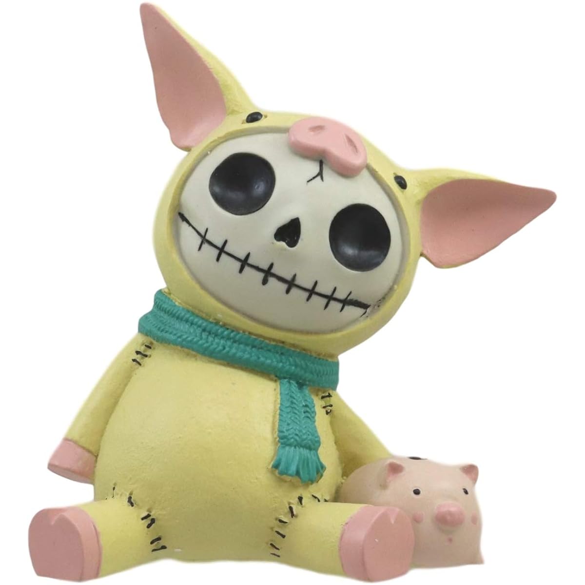 SUMMIT COLLECTION Evros Fuzzy Bone Pig Voodoo Skeleton Small Piggy Bank 5.5 Inches Tall Fuzzy Bone Pig with Pink Piglet Piggy Bank for Adults Kids Collection or Decorative Figurine