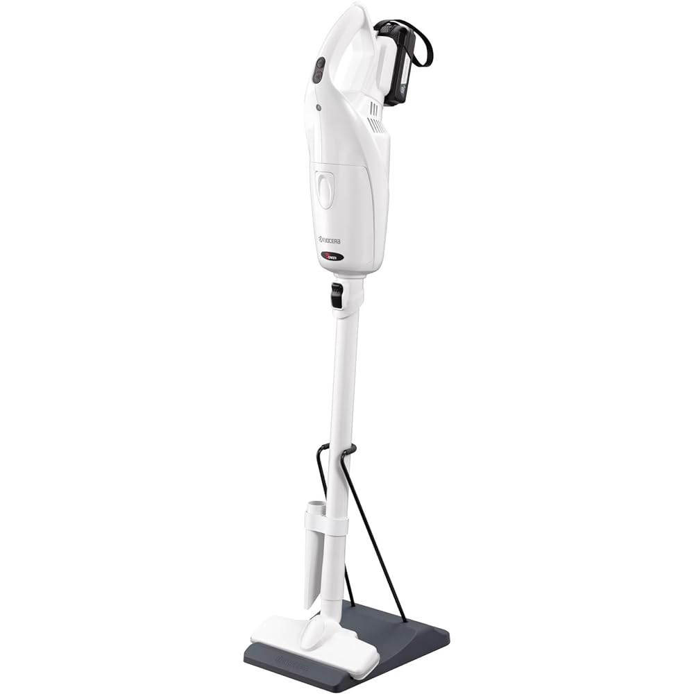 Kyocera Rechargeable Cleaner Vacuum Cleaner Cordless Stick Cleaner Handy Paper Pack 1.3Kg Lightweight 18V Powerful Stand Included KBC-1800 White
