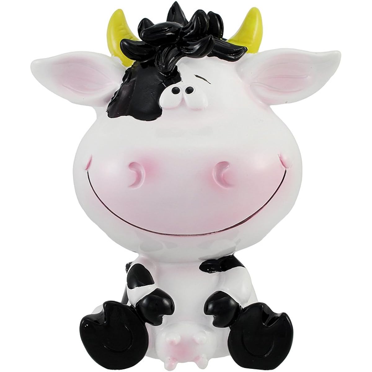 Silly Sitting Black and White Milk Cow Children's Coin Bank