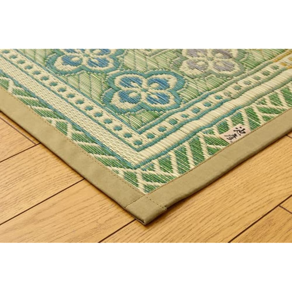 Ikehiko Corporation Purely Domestic Rush Flower Carpet Rug "ASIC" Green Edoma 3 tatami mat (approx. 174 x 261 cm) 4111003