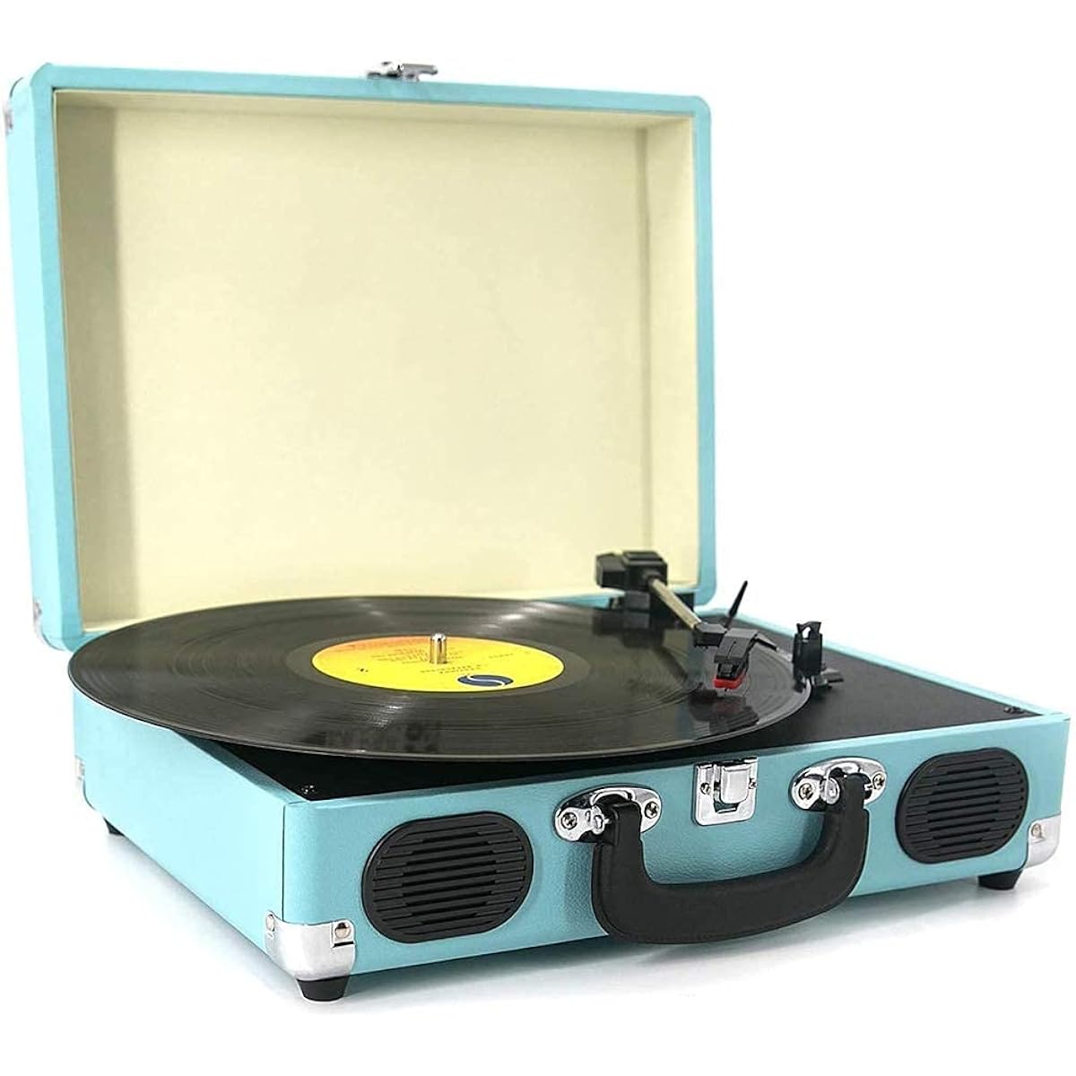 Record Player, VINYL MUSIC ON Vinyl Turntable, 2 Built-in Speakers, 3 Speed Portable Vinyl Player, RCA Output, AUX Input, Headphone Jack Recorder