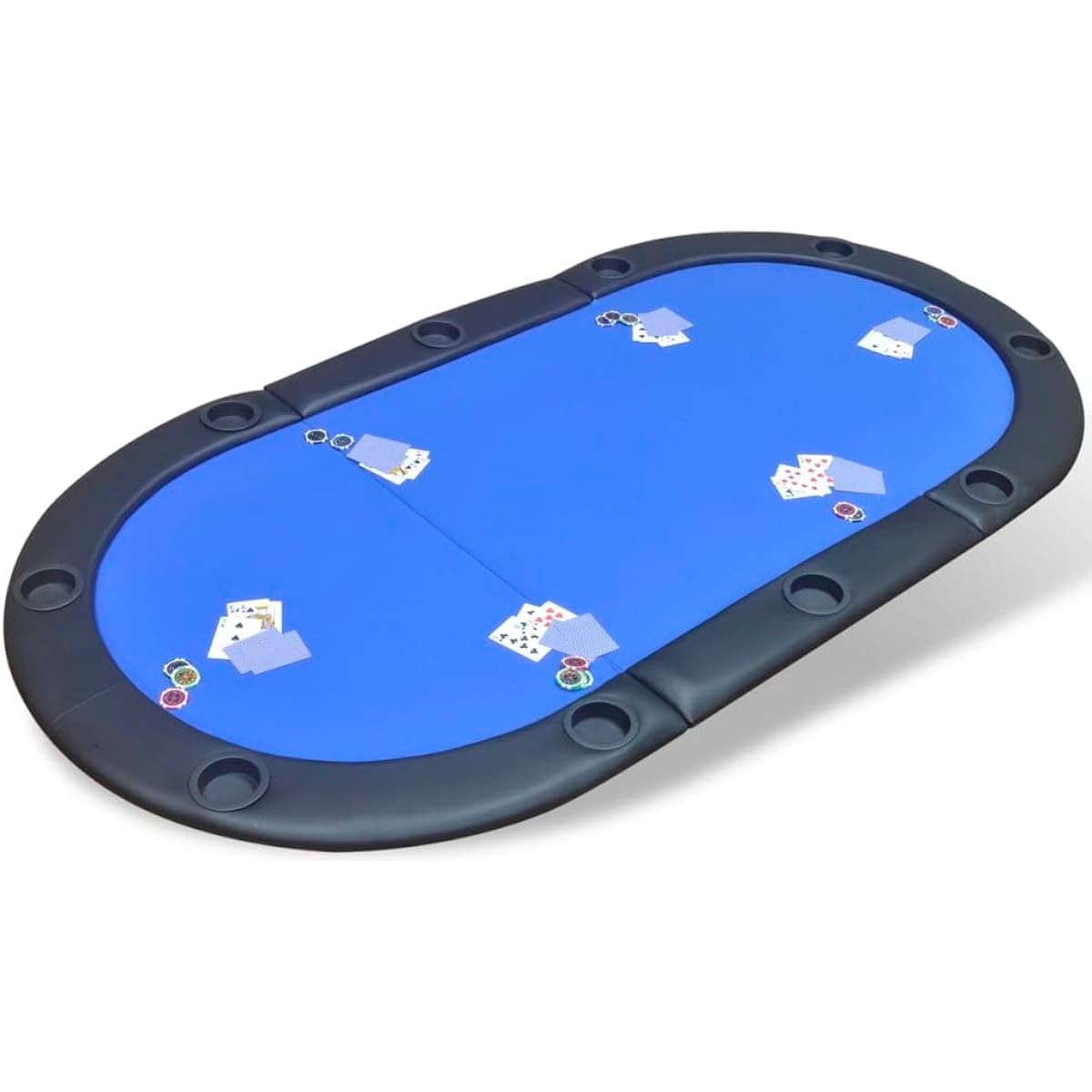 vidaXL 10 Player Folding Poker Table Top, Blue