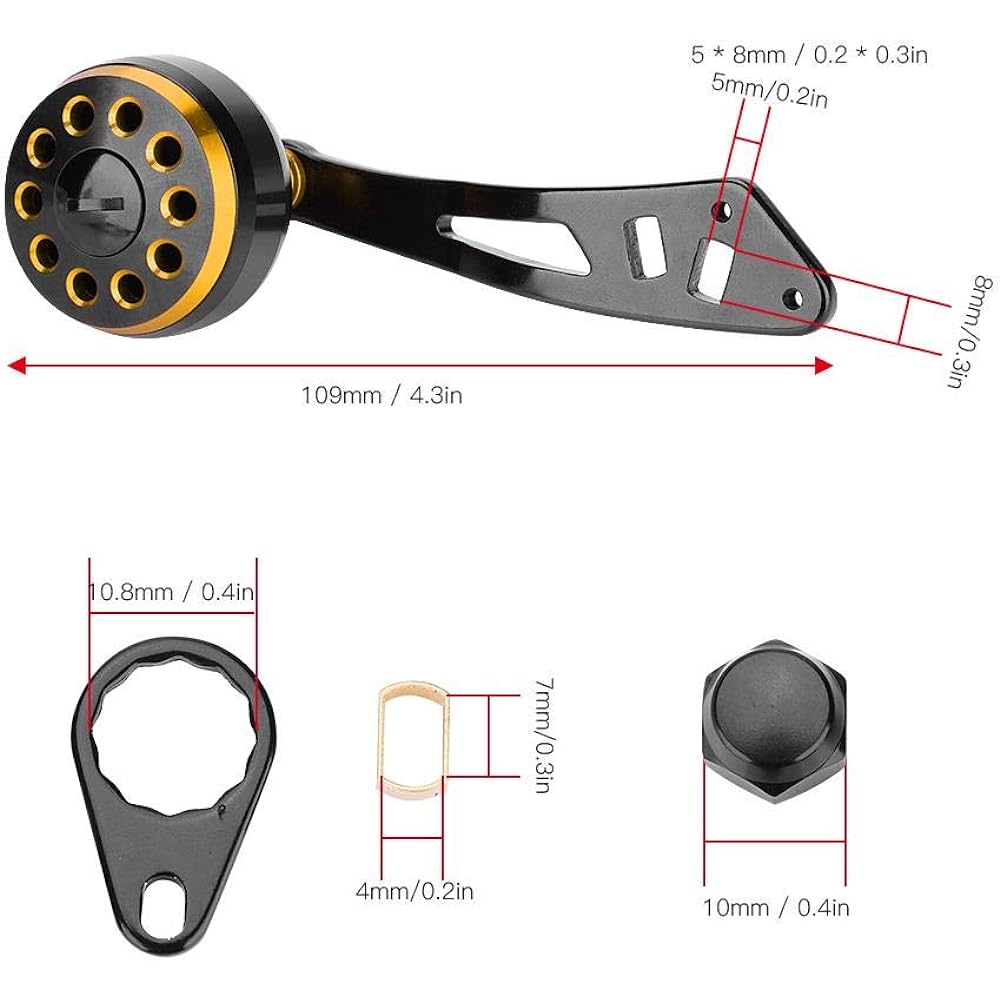 Fishing Reel Handle, Fishing Reel Handle Knob, Reel Handle, Fishing Reel Handle, Power Reel Handle Knob, Fishing Supplies, Reel Handle, Bait Reel Parts, Integrated Structure, Wear-resistant, Fishing Tools, For Fishing Enthusiasts (Golden)