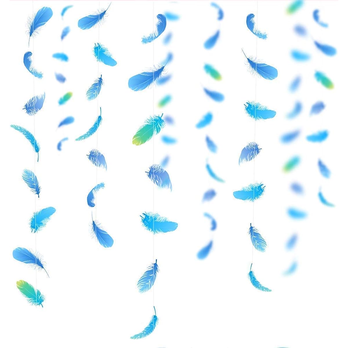 decor365 Blue Feather Garland Kit Home Wedding Party Decoration Elegant Hanging Decoration Wedding Feathers Background for Z Keys Room Nursery Baby Shower Bridal Shower Birthday Engagement Valentine's Day