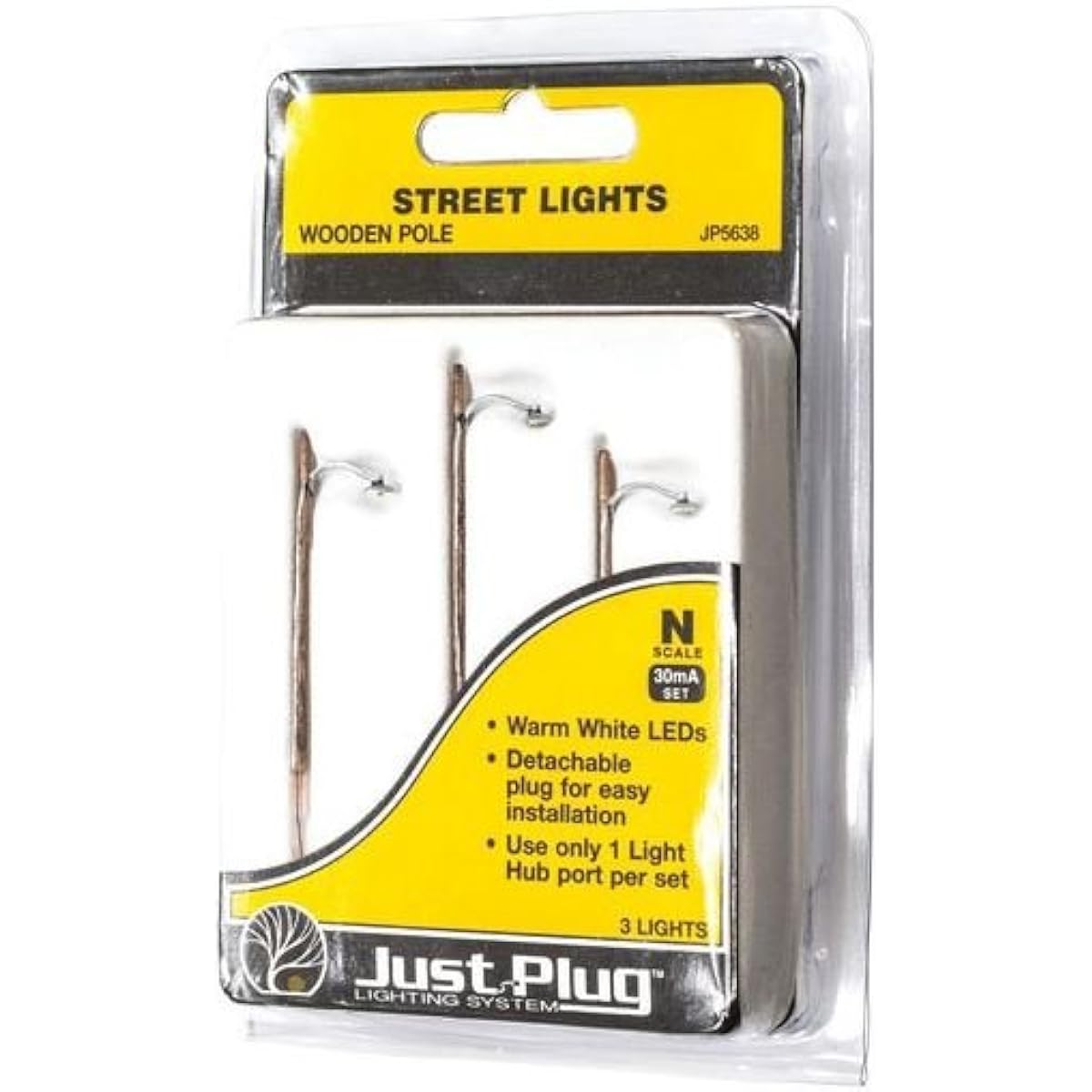Just plug Forest Scenery N Scale Street Light Wooden Pole
