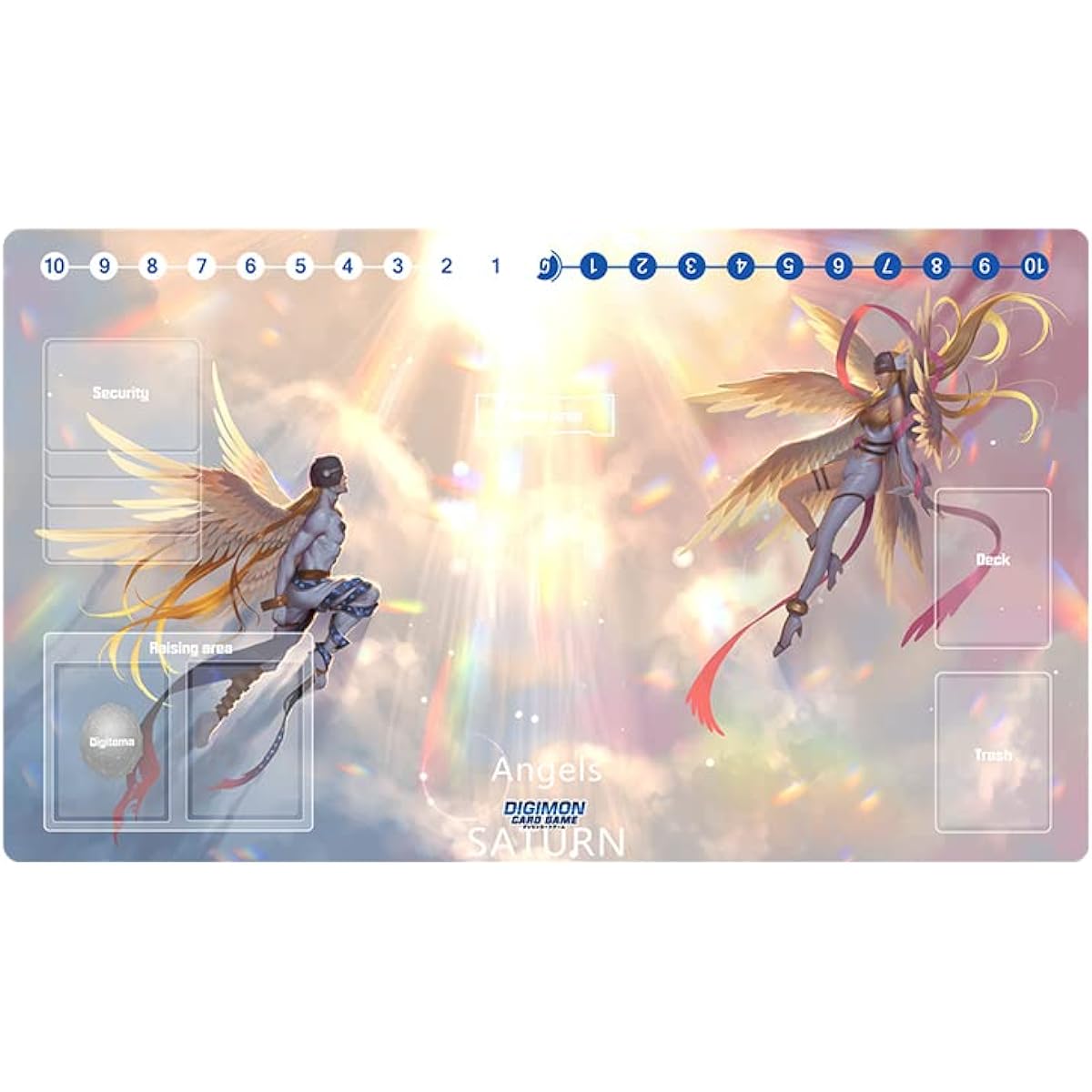 Digimon Anime Playmat Angewomon Angemon Trading Card Game Mat with Card Zone Free Bag