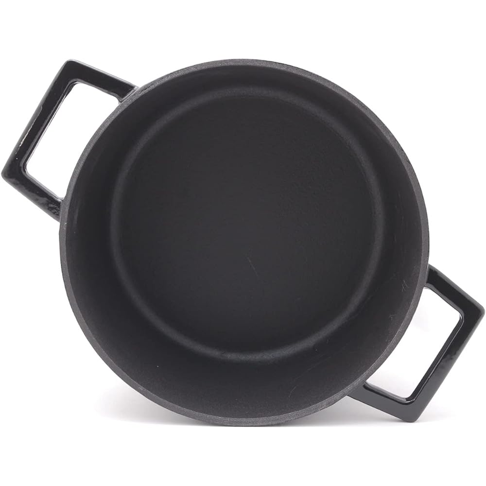 [Authorized Japanese product] LAVA Cast Enamel Pot Round Casserole 20cm Shiny Black Gas (direct fire), IH, electric, oven compatible