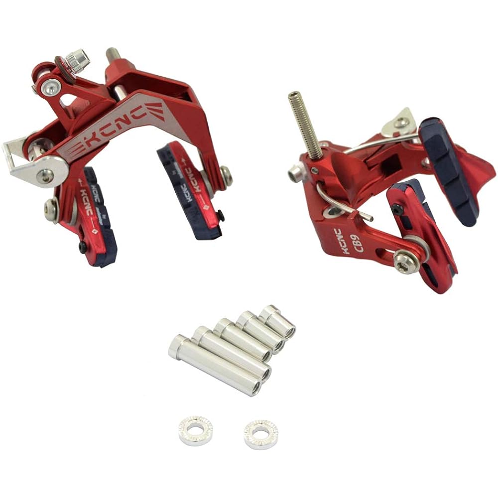KCNC CB9 Road Caliper Brake Set Front and Rear Designed For Road Bike Wide Wheel Rim, Red, SK2100