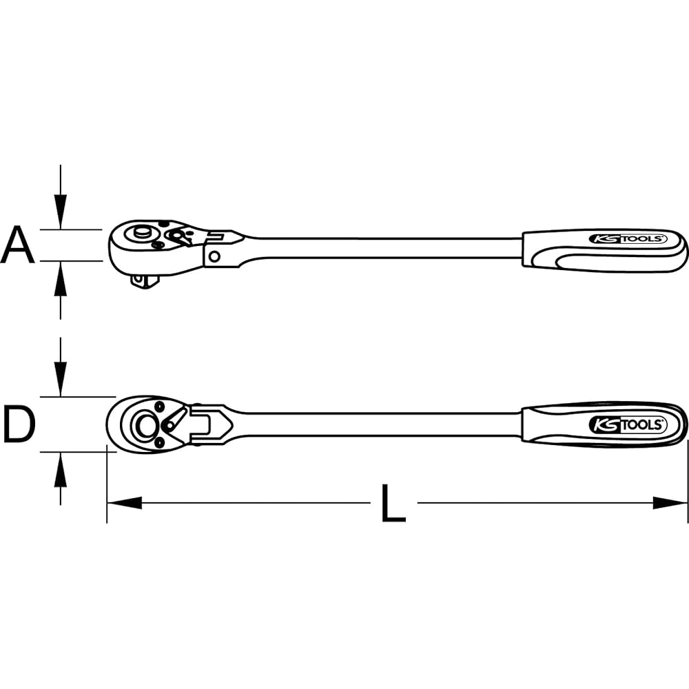 KS TOOLS Flexibel head reversible ratchet 1/2" 72 teeth 914.1296