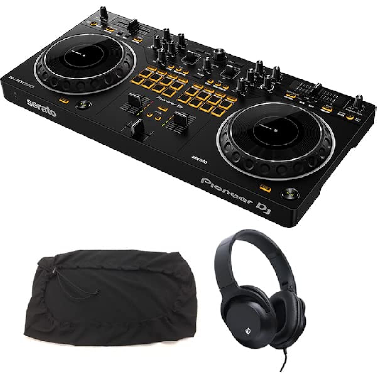 PIONEER DJ Controller DDJ-REV1 + Headphones KHP-001 + Dust Cover Set (Compatible with Serato) dj ddj