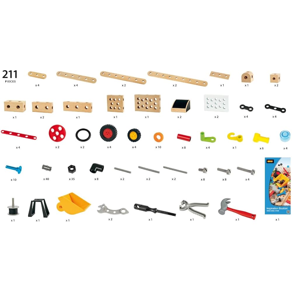 BRIO Builder Activity Set [210 pieces in total] Ages 3 and up (Carpenter Tool Play Toy Educational Toy) 34588