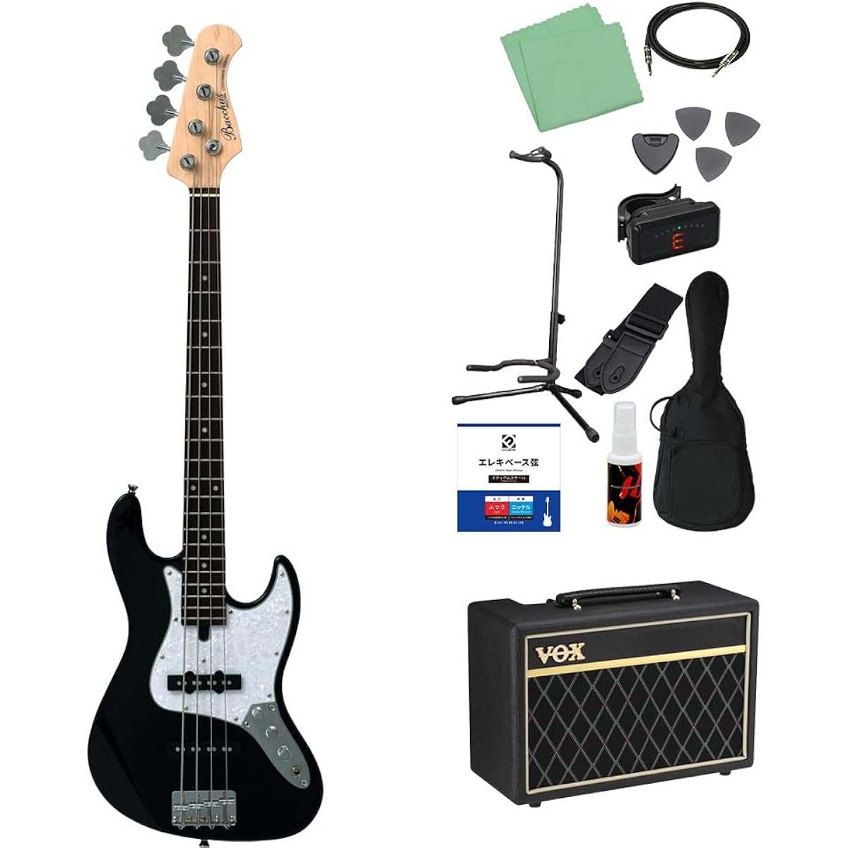 Bacchus WJB-Mini BLK Bass Beginner 12-piece set [with VOX amp] Jazz bass type mini size Bacchus