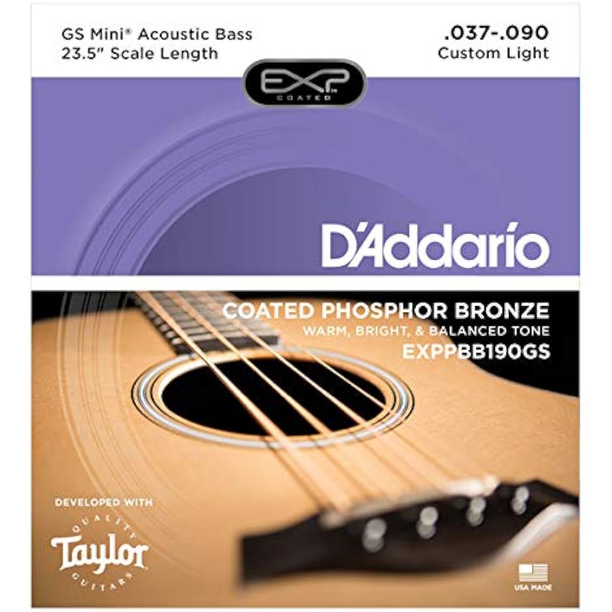 DADDARIO Acoustic Bass Strings EXPPBB190GS Coated Phosphor Bronze Taylor GS Mini Scale