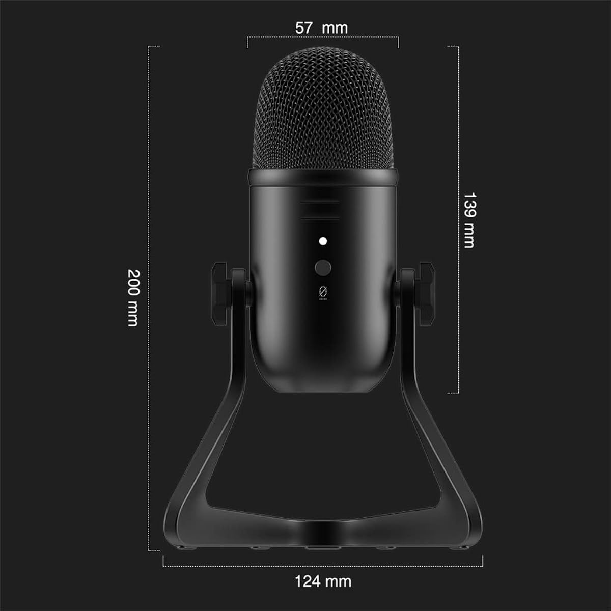 TYMBBB USB Professional Microphone, Microphone Headphone Output, Microphone for Volume Control (Color: Black, Size: 57*200mm)
