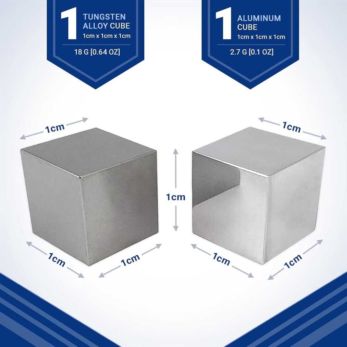 Tungsten & Aluminium Cube Set - 1cm