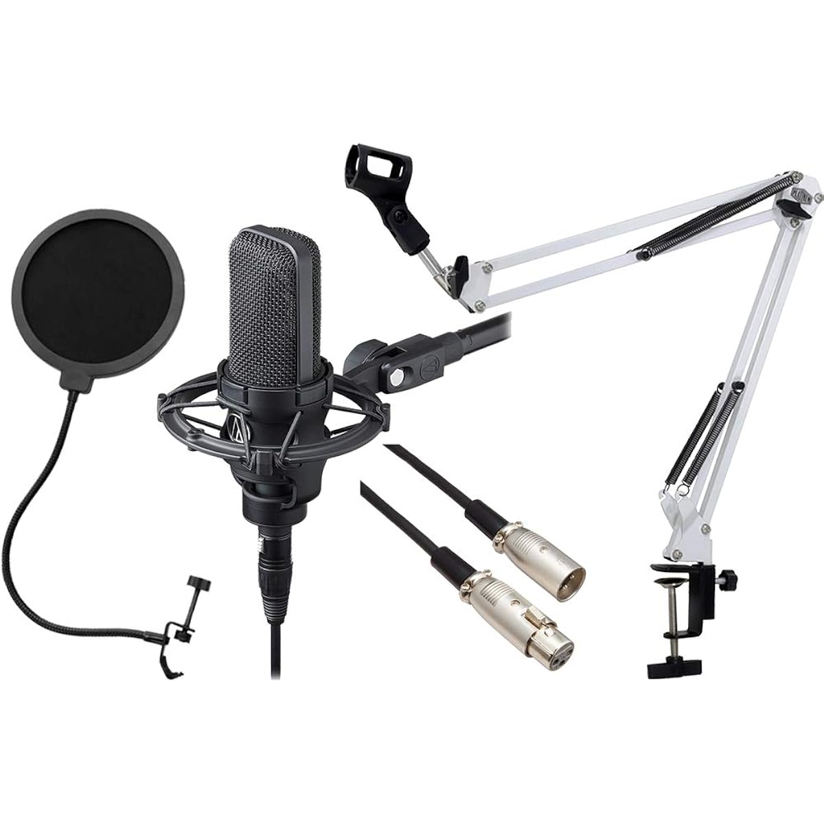 AT4040 (shock mount: AT8449a included) -3m genuine microphone cable, pop blocker, white arm stand included-