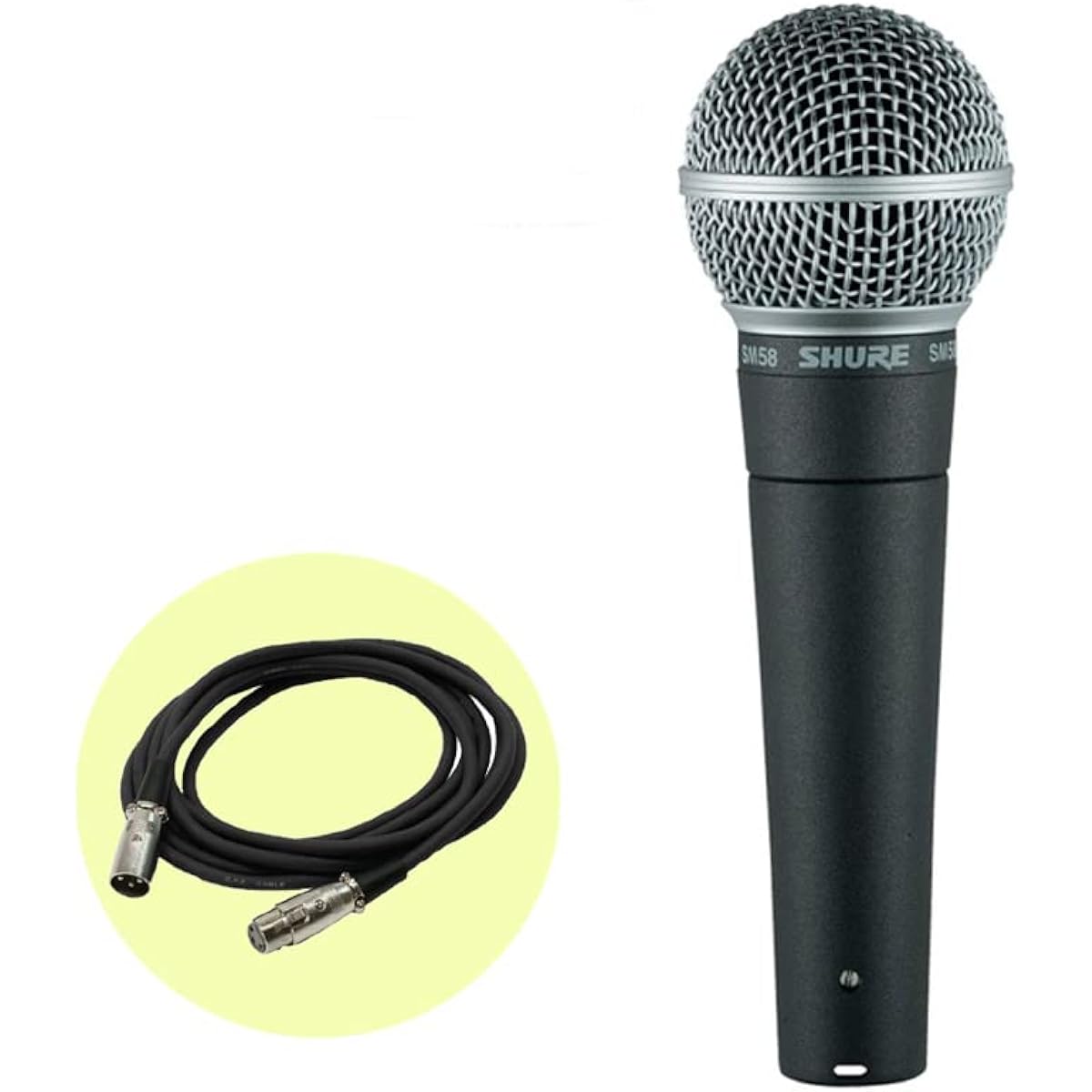 SHURE SM58-LCE Dynamic Microphone without Switch + 5m XLR-XLR Microphone Cable (2-Pack)