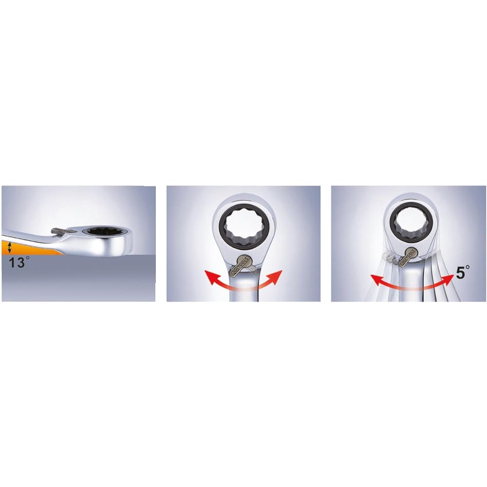 KS TOOLS DUO GEARplus combination spanner with ratchet mechanism in ring and open jaw reversible 27mm 503.5927
