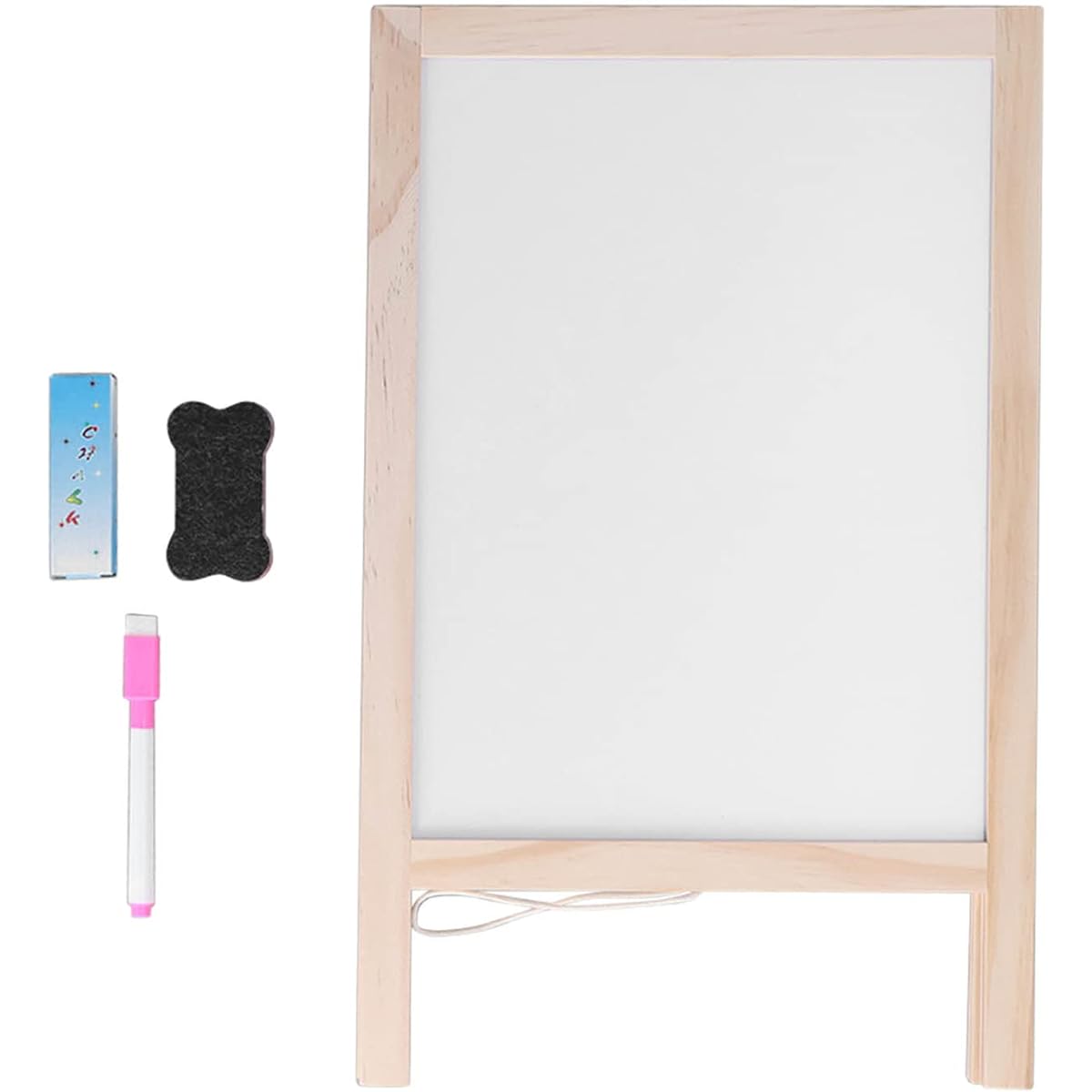 Easel for Kids Wooden Art Easel Double Sided Whiteboard and Chalkboard Kids Easel Double Sided Foldable Standing Large Painting Space Poplar Construction Wooden Easel 25x40cm with Accessories