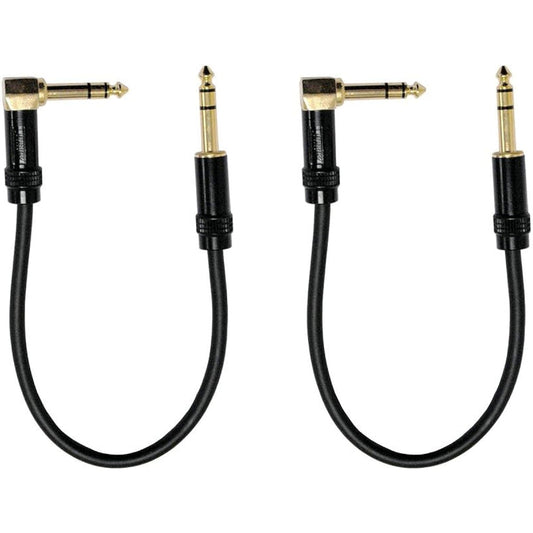 Audio 2000s E26101P2 1/4" TRS Right Angle to 1/4" TRS 1 Feet Cable (2 Pack)