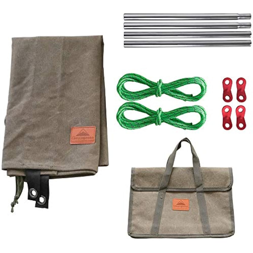 Camping Moon Bonfire Reflector Windshield Camp Canvas Stainless Steel Frame Storage Case Included Khaki Color