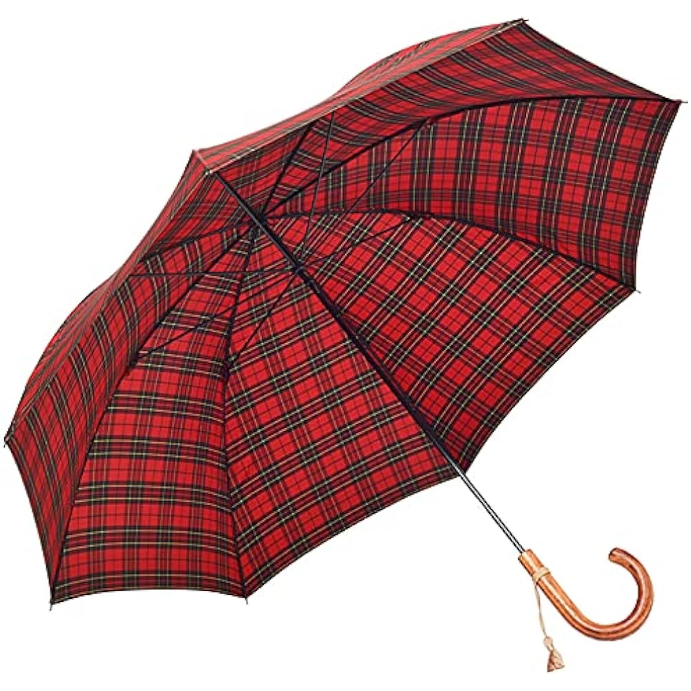 Umbrella Women's Long Umbrella Slim Series 65cm x 8 ribs tartan check (Red)