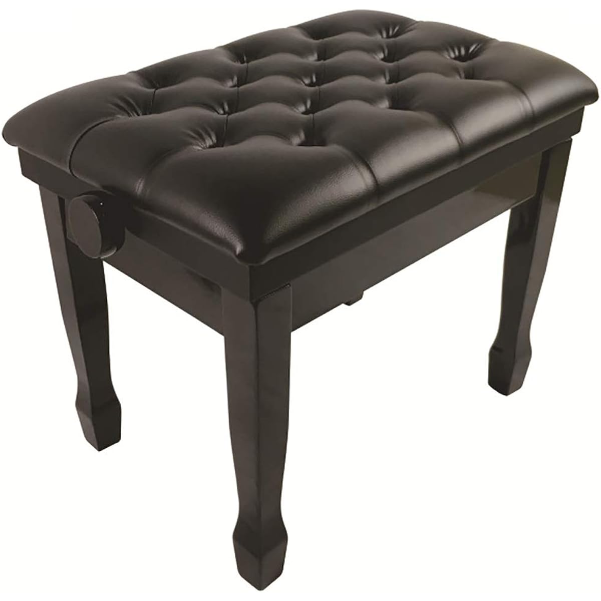 Piano Bench Single Solid Wood Lifting Piano Stool Luxury Horseshoe Foot Piano Stool PU Leather Piano Stool Piano Chair (Color: Black, Size: 68x38x48cm)
