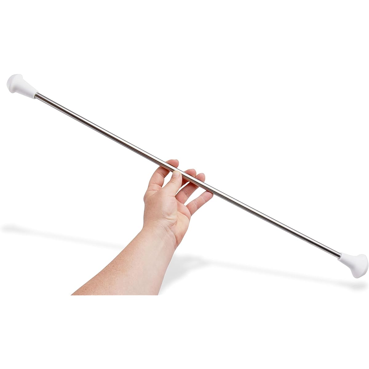 Bounec 22" Twirling and Marching Baton - Standard Stainless Steel Mini Shaft Rod with Rubberized Tip - Includes 1 Dance Ribbon Streamer (22")