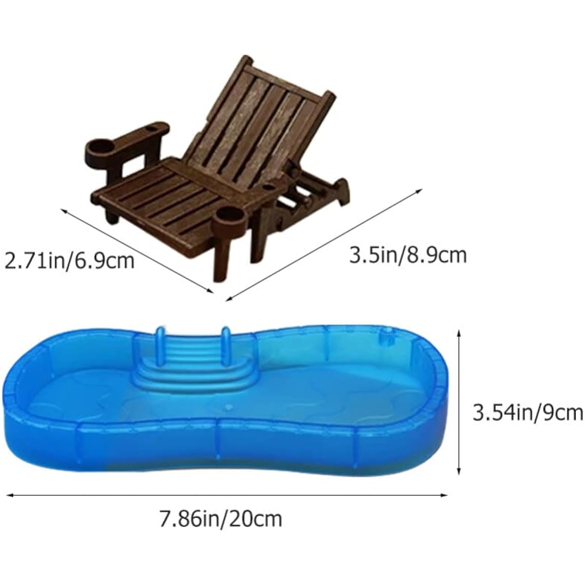 Abaodam 5 Pieces Beach Miniature Dollhouse Decorations Swimming Pool Umbrella Beach Chair DIY Fairy Garden Dollhouse Decor