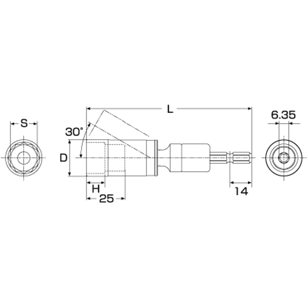 Top (TOP) αAlpha Universal Socket for Electric Drill, For Tobis and Scaffolding Clamps, Width across flats 17mm, Swing 30°, 12 angles, Reinforced Shaft Type *6 pieces included EUS-17SX Tsubame-Sanjo Made in Japan