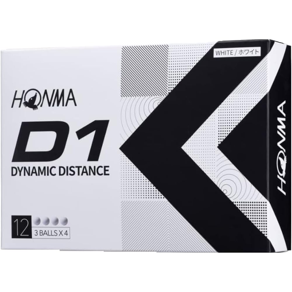 Honma Golf HONMA D1 Golf Ball 5 Dozen Set (60 Balls) BT2201 2022 Model Flying Distance Color: White