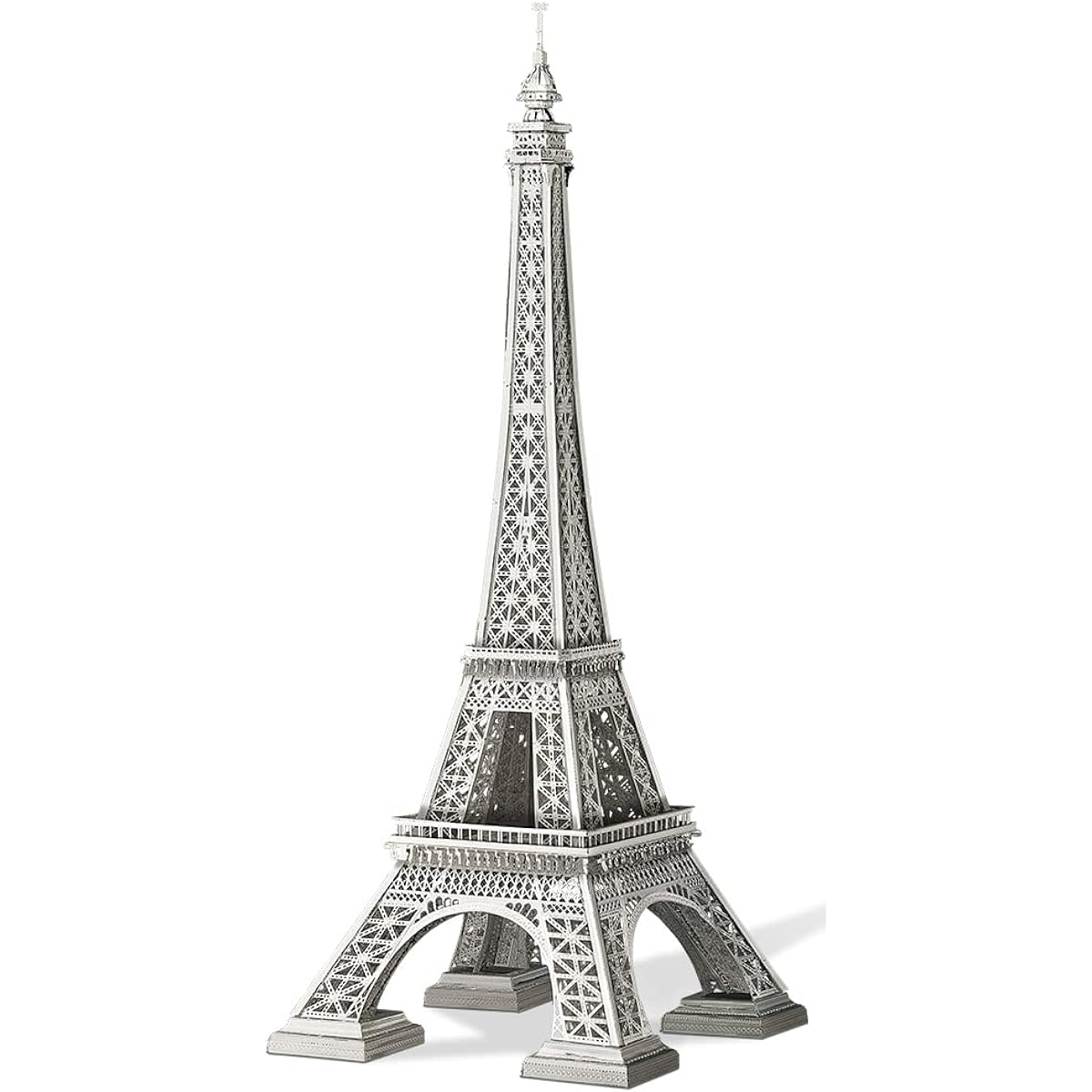 Piececool 3D Puzzle, DIY Metal Puzzle, Ornaments, Folk Crafts, Decorations, No Joints Required, For Boys, Girls, Adults, Gifts, Popular Christmas Gifts, Birthday Gifts, Eiffel Tower (2.0 Version - Shiny Silver)