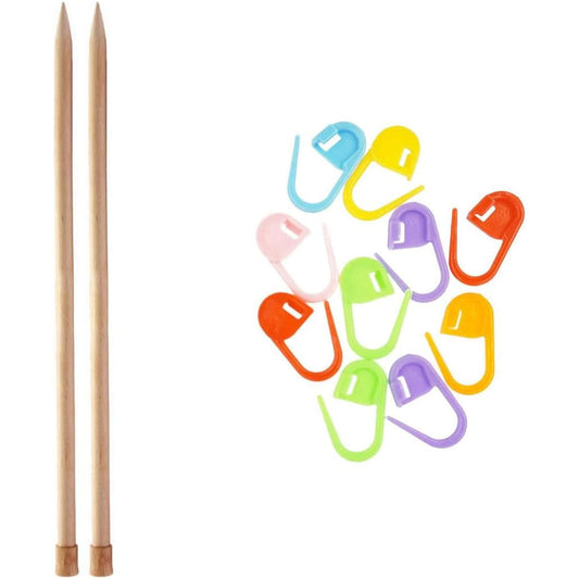 Knitter's Pride Basix Knitting Needles Straight 35cm Size US 19 (15.0mm) Artsiga Crafts Stitch Markers with 10 400324