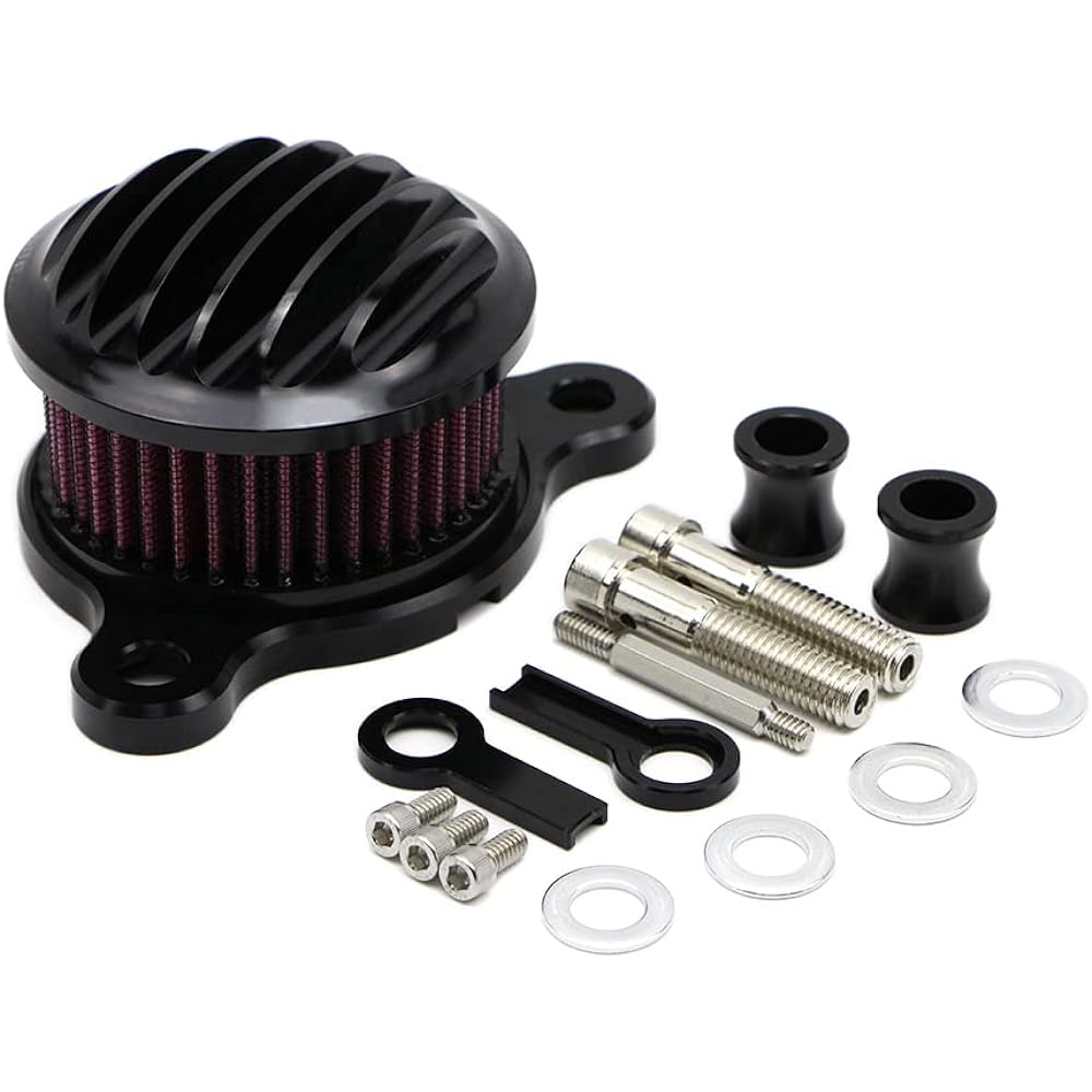 Dreamseek Engine Air Cleaner Filter Harley Sportster XL883 XL883N XL883R XL883P XL1200 XL1200L XL1200X 1988+ Motorcycle Intake System CNC Black Billet Washable