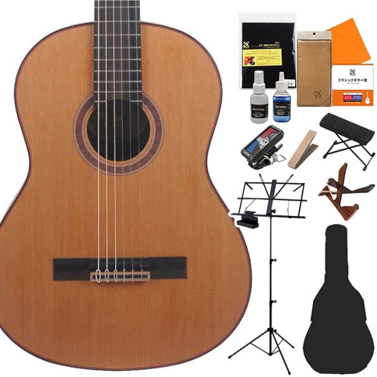 Valencia VC714 Classical Guitar Beginner 14-piece Set 4/4 Size 650mm Scale Cedar Veneer/Mahogany Valencia