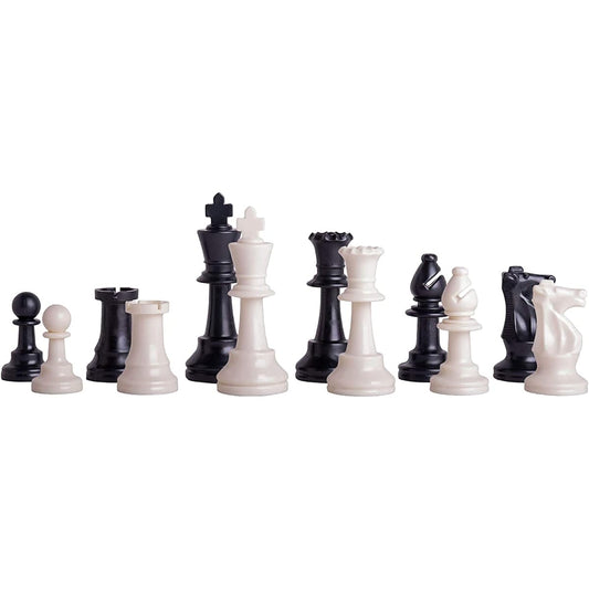 US Chess Federation Triple Weighted Tournament Staunton Black and White Plastic Chess Pieces - 3.75" King