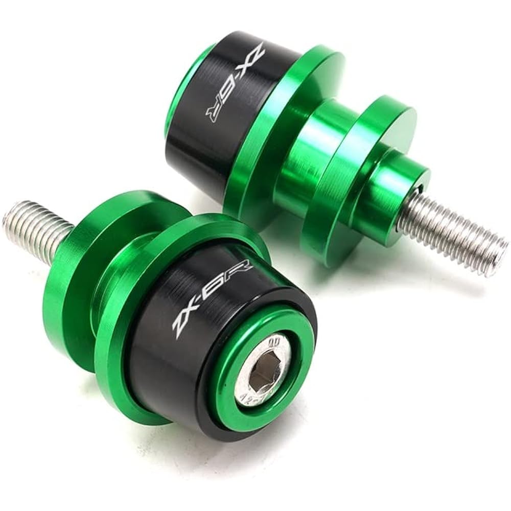Swing Arm Spool Stand Screw Slider For Ka-wa-sa-ki Zx-6r Zx6r Zx636 2015-2018 2019 2020 Motorcycle M8 Swing Arm Slider Spool Stand Bobbin CNC Aluminum 8mm (Color: Green)
