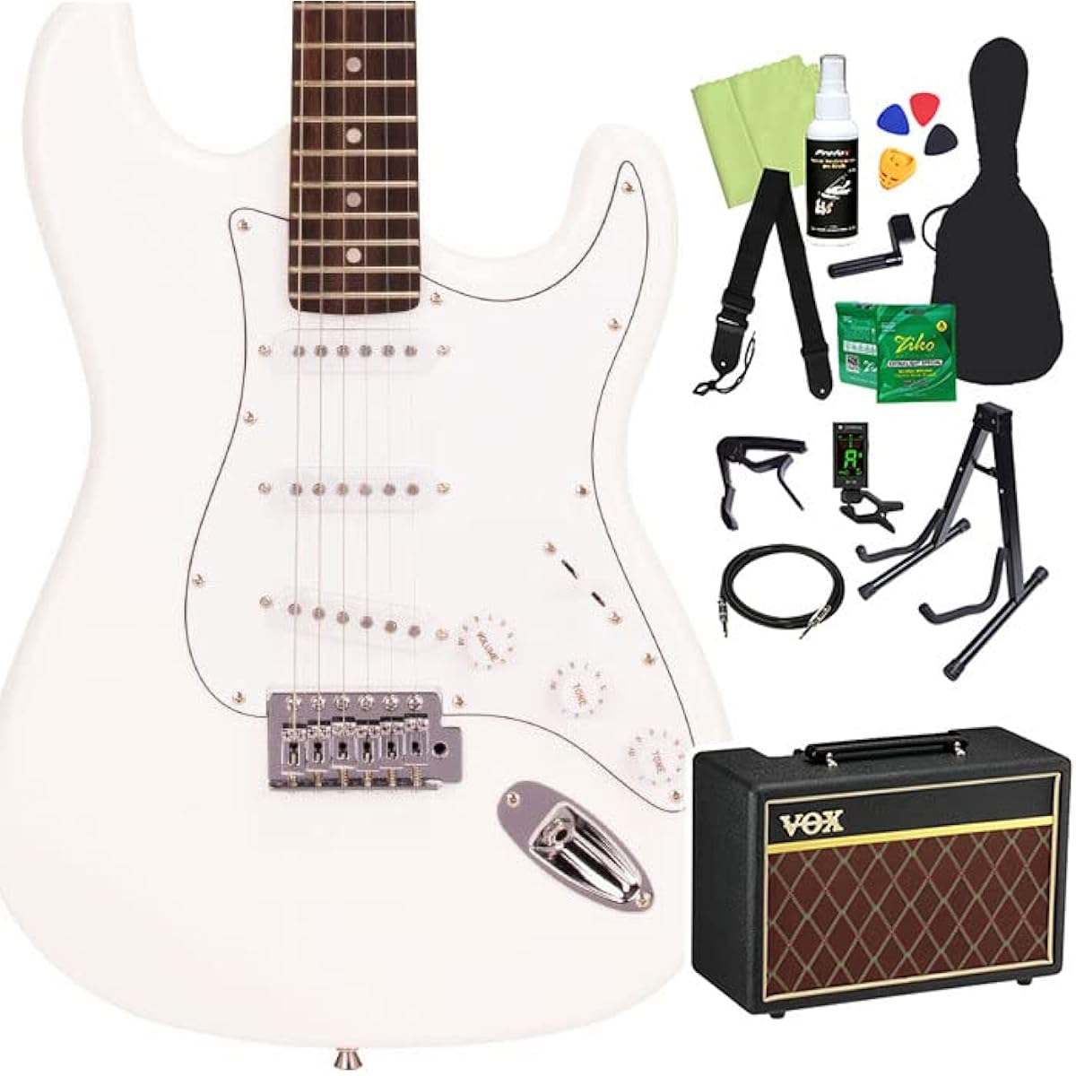 SX ED1 Electric Guitar Beginner 14-piece Set [With VOX Amplifier] WH Stratocaster Type SX