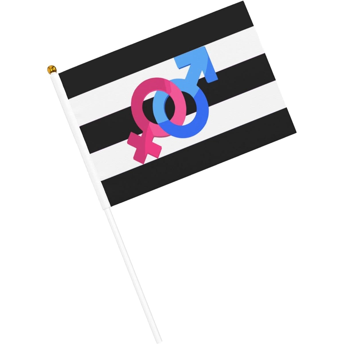 Heterosexuals Flags Mini Flags 10 Pack - Handheld Small Miniature Flags for Party Decorations - Fade Resistant 5x8 Inch Pole & Round Top