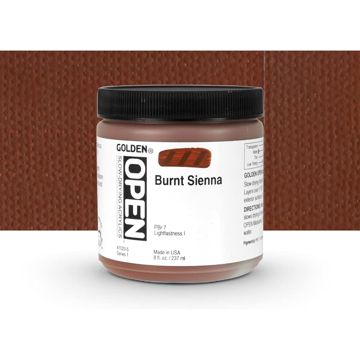 Golden OPEN Acrylic Color Burnt Sienna Jar 8 oz