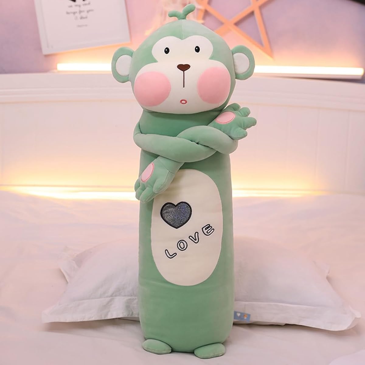 imal monkey, squishy, with back support, large, soft, animal plush toy, sitting, for kids, for girls, extra large, for dogs, cute, looks just like the real thing, sleeps soundly, stuffed animal, sleeping pillow, 110cm, store decoration, Nemunemu, green