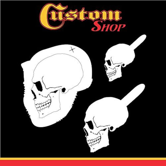 Custom Shop Airbrush Stencil Skull Design Set #2 (3 Different Scale Sizes) - 3 Laser Cut Reusable Templates - Auto, Motorcycle Graphic Art