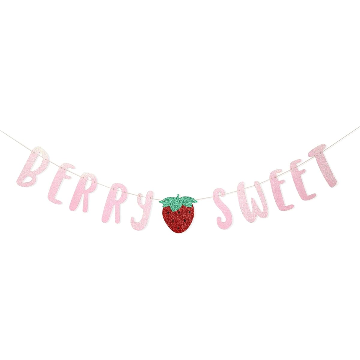 Berry Sweet Banner Strawberry Sweet Banner Glitter Strawberry Banner Strawberry Theme Birthday Baby Shower Decorations Sweet Birthday Party