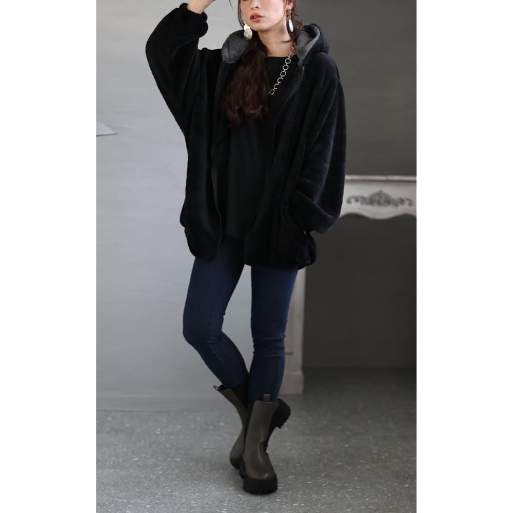 [Gold Japan] Large Size Women's Parka Boa Parka Dolman Sleeve Long Sleeve Parka Dolman Sleeve Long Sleeve