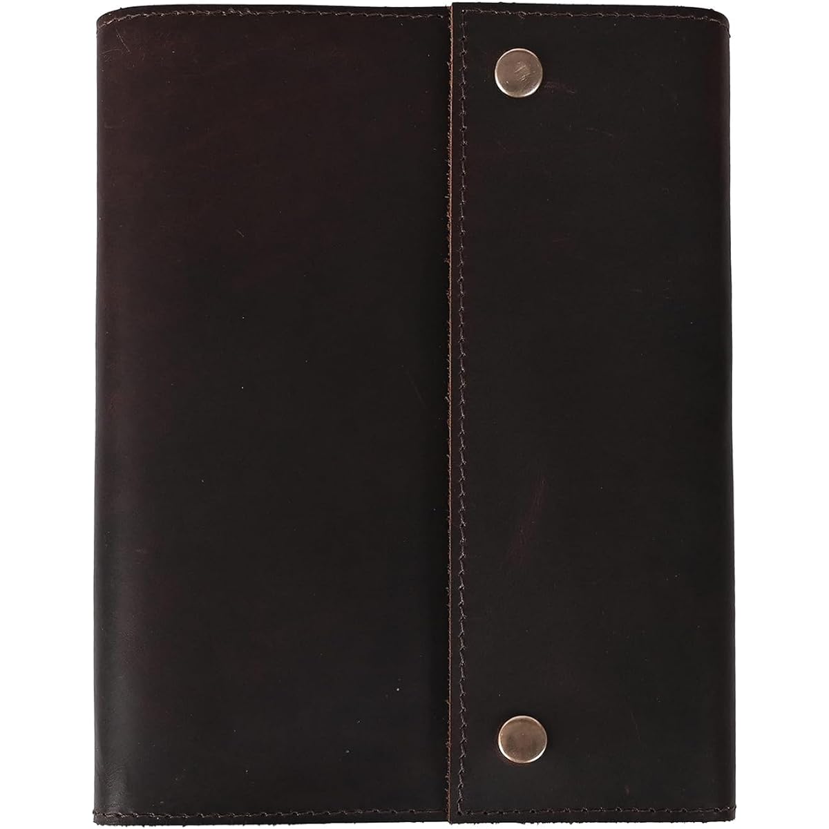 Refillable Leather Drawing Journal Daily Travel Diary, Antique Handmade Vintage Bound Rustic Writing Notebook, Genuine Buffalo Leather, Unlined White Paper, Art Sketchbook, 6.5x8.5 Inch - Dark Brown