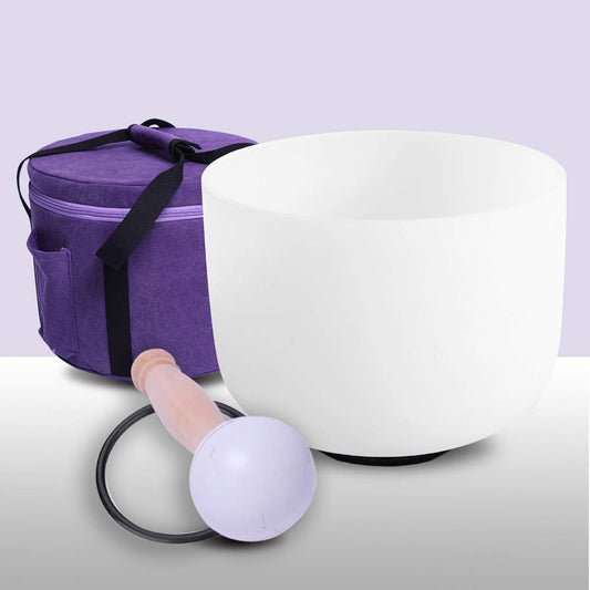 ENERGYSOUND 432Hz Perfect Pitch E Solar Plexus Chakra Frosted Quartz Crystal Singing Bowl 10" + Carry Bag with Mallet & O-Ring