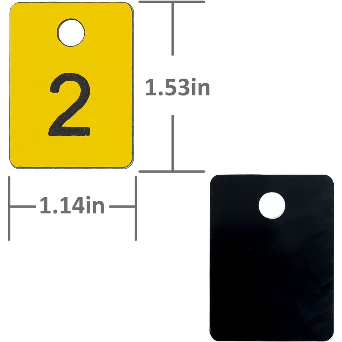 StayMax Plastic Numbered Tags Rectangular Key Number Tags Number Discs with Holes (1-100, Yellow)