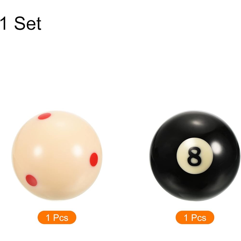 PATIKIL 57mm Billiard Cue Ball #8 Billiard Ball 2 in 1 Regulation Size Replacement Pool Billiard Cue Ball for Pool Table Beige Black