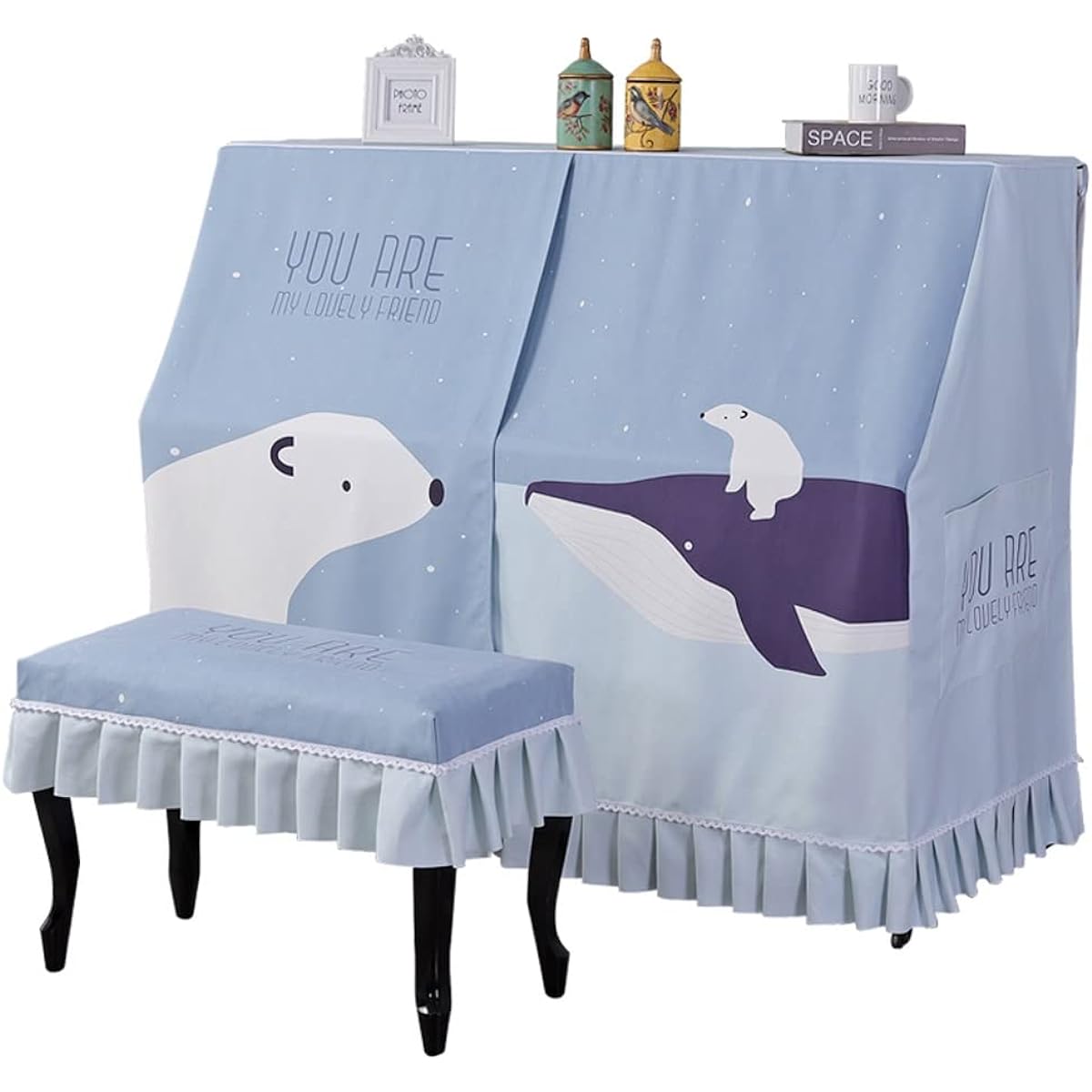 Upright Piano Cover Nordic Style Upright Piano Dust Cover Printed Fabric Piano Decorative Cover Full Vertical Piano Universal Musical Instrument Accessories (Size : Stool Cover 58*38cm)