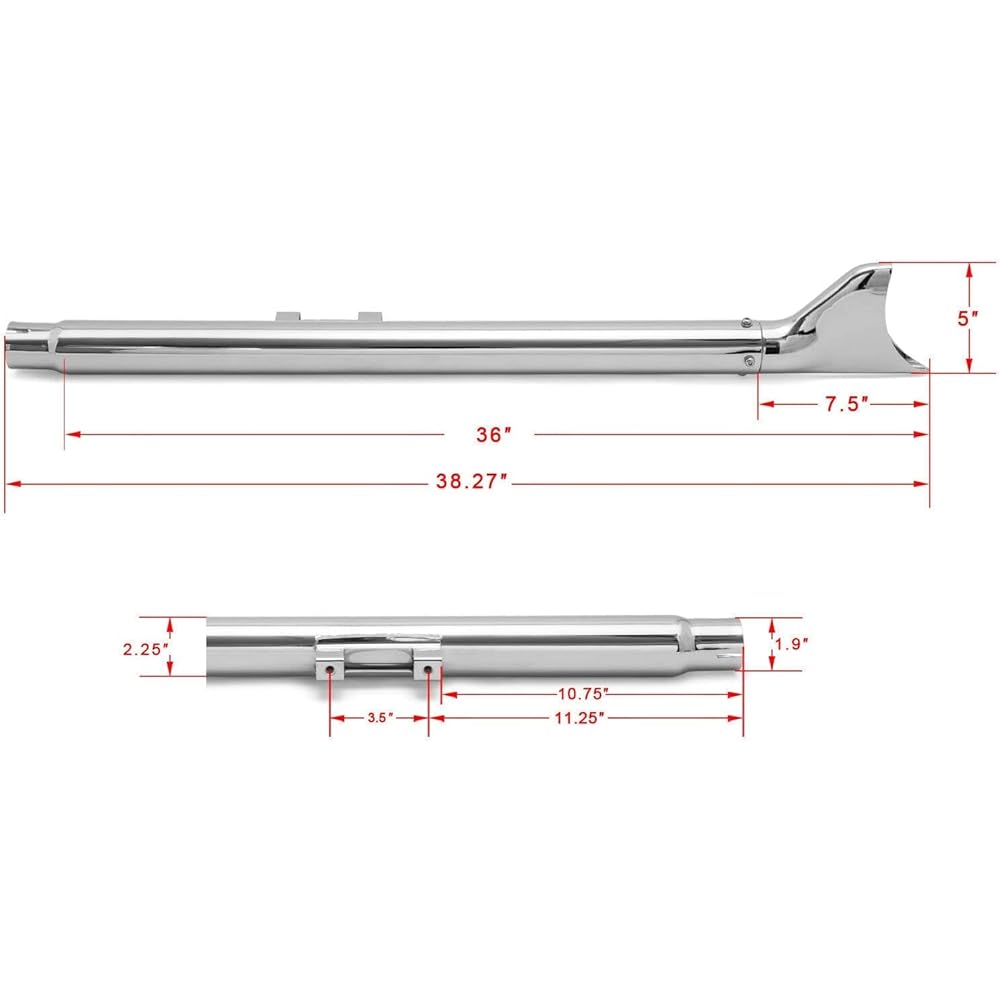 TARAZON Chrome 36" Dual Slip-on Fishtail Exhaust Pipe Compatible with Harley-Davidson Softail 2007-2017, Fat Boy Springer Heritage Classic Breakout Night Train Crossbone Heritage Softail